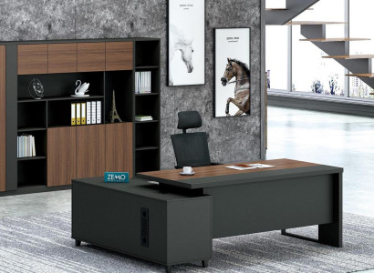 Design Eckschreibtisch Aktenschrank Büro Einrichtung Chef Zimmer Möbel 2tlg.Set